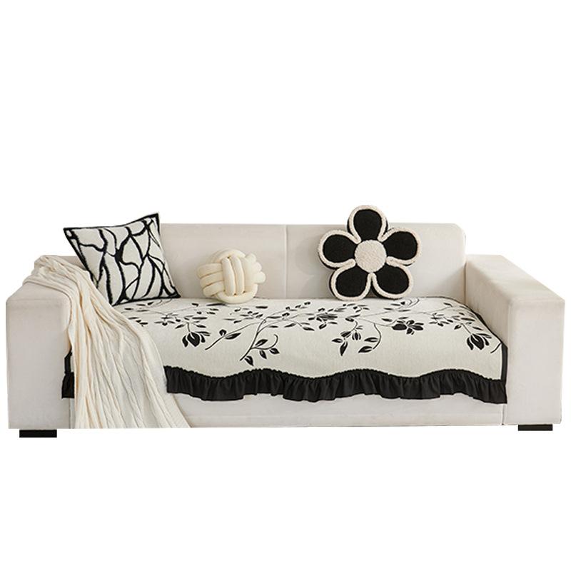 Irregular Special-Shaped Sofa Cushion, Universal Non-Slip Seat Cushion For All Seasons, Chenille French Retro Skirt, Straight-Row Cover