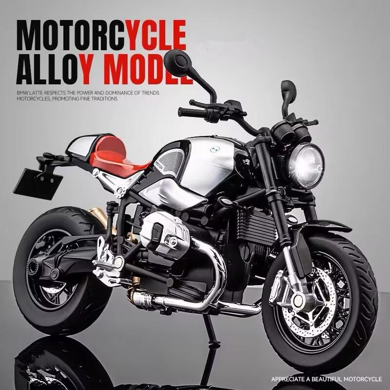 1/9 BMW R NINE T Alloy Cruise Sports Motorcycle Model Diecast Metal Toy Classic Street Racing Motorcycle Model Sound Light Kids Gift