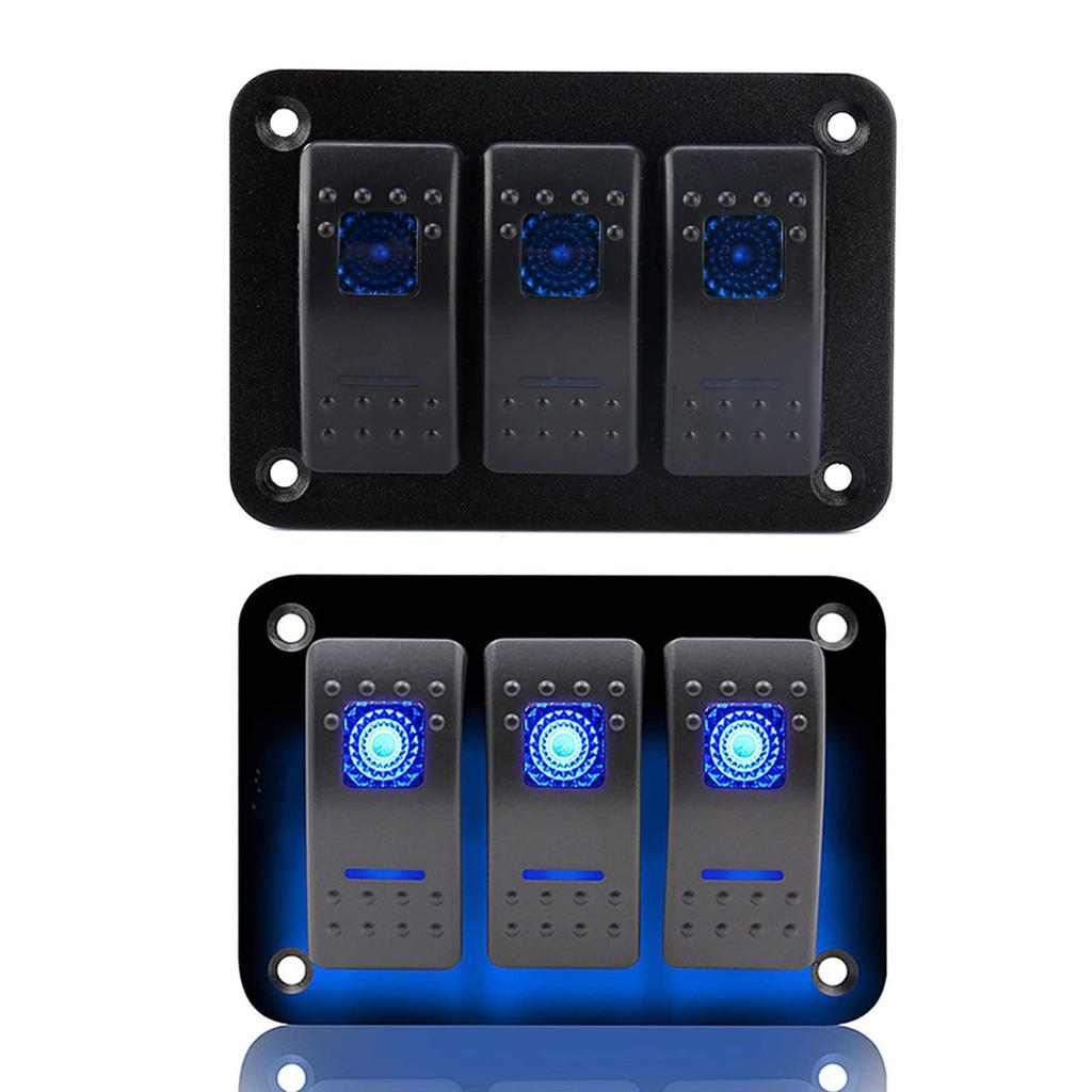 3 Reihen Wasserdichter Bootsschalter Wippschalter 12/24V LED Schalterpanel Wohnwagen LED Schaltung