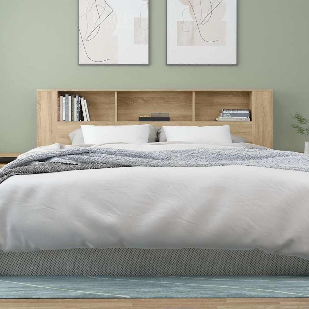 vidaXL Kopfteil mit Ablagen Sonoma-Eiche 200x18,5x104,5 cm
