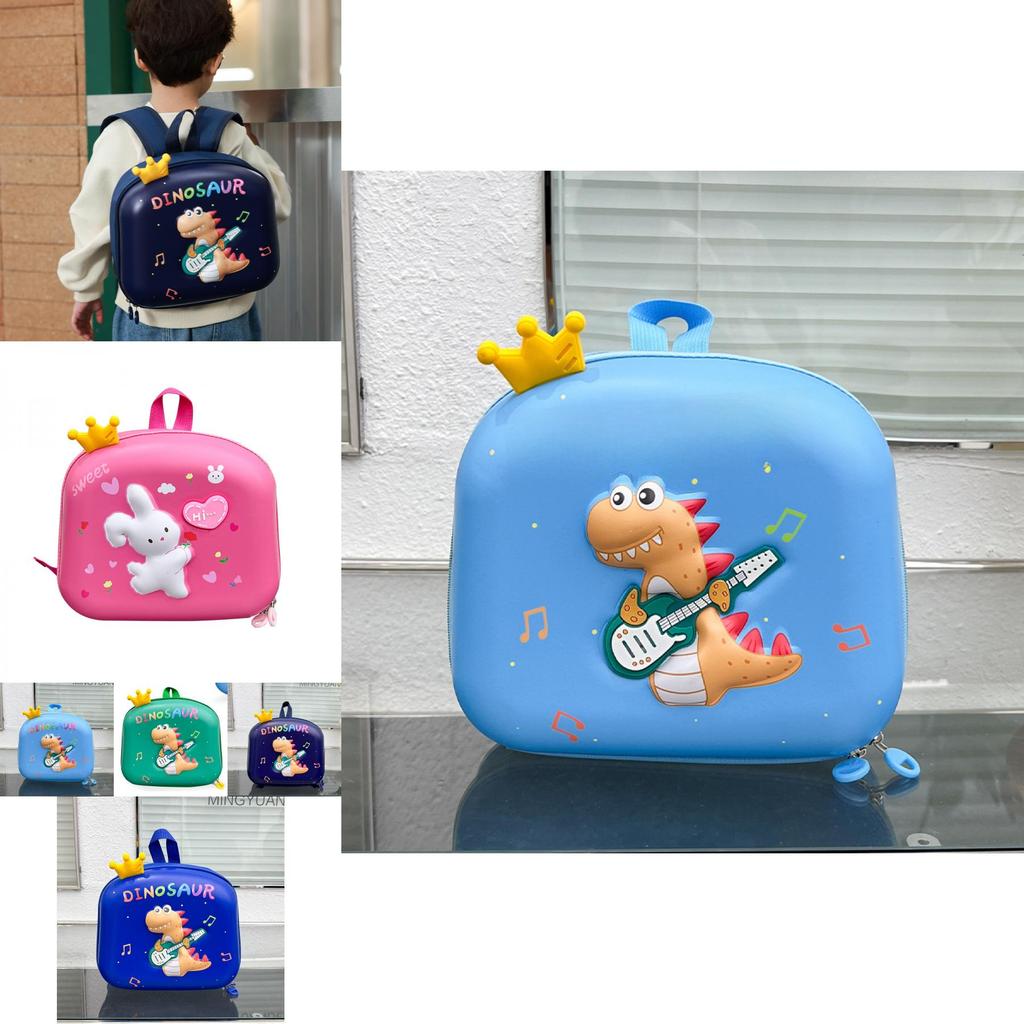 Trendy Led Flashing Children's Eggshell Backpack With Cute Dinosaur And Rabbit Design