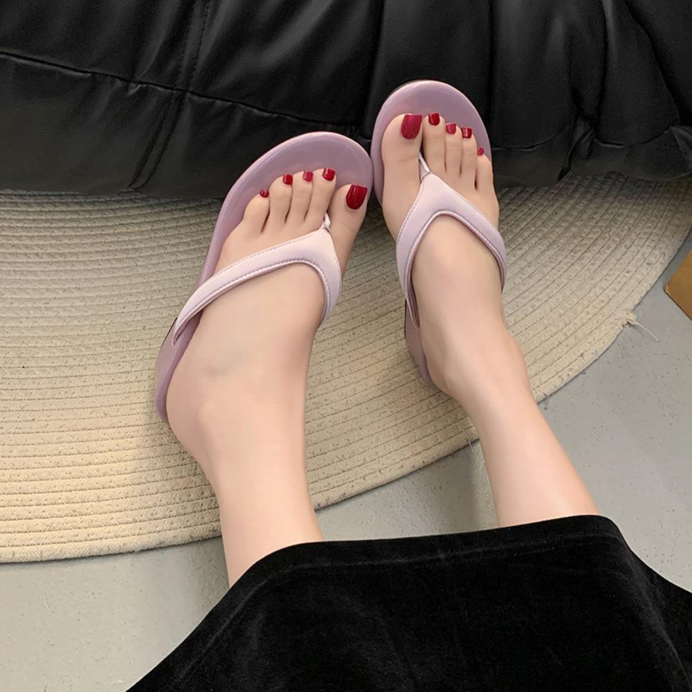 2026 Summer Clip Toe Women Wedges Heel Slippers Shoes Ladies Comfort Beach Vacation Slides Shoes Flip Flop
