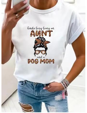 Large Size Women's Flower Mom Vintage Trend Clothing Printed T-Shirt Clothing Summer Basic Top Short Sleeves