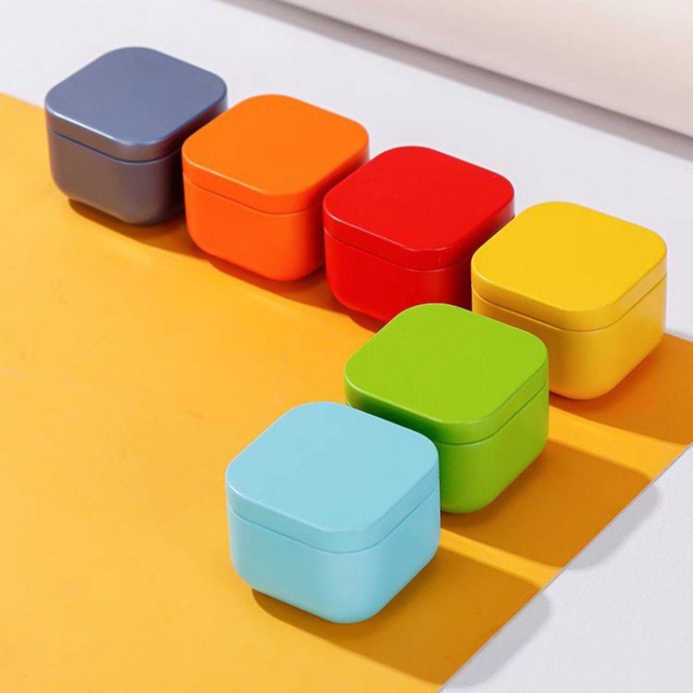 

4pcs Sealed Tinplate Box Portable Storage Boxes Household Mini Square Iron Tea Can Candy серый
