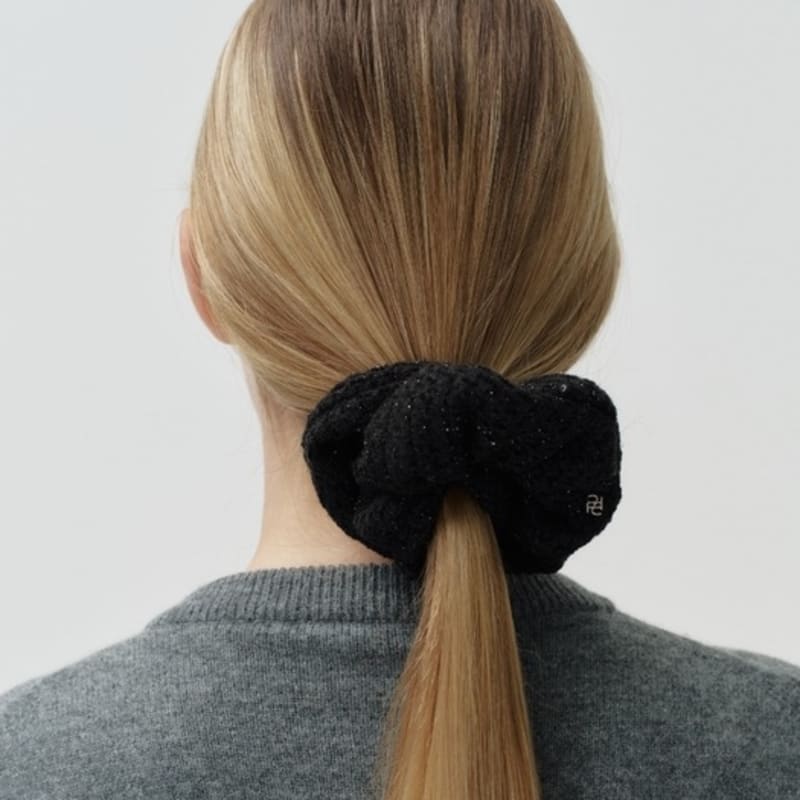 

Резинка для волос из твида с блестками DEPOUND - черная black