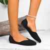 Large Size Pointed Flat Bottom Shallow Mouth Single Shoes New Four Seasons Suede Flat Heel Ladyshoes