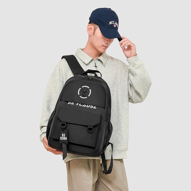 Contrast Color Student Schoolbag Men's Backpack Large Capacity Travel Backpack