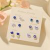 2024 New Blue Tone Silver Stud Earrings for Women