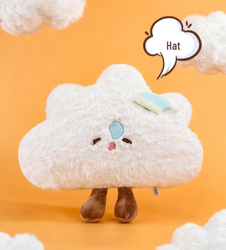 Cute White Cloud Plush Throw Pillow & Toy Doll