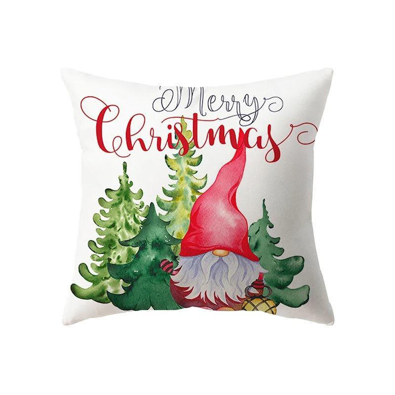 Christmas Decoration Theme Cartoon Print Pattern Cushion Cover For Home Living Room Sofa Pillow Cover