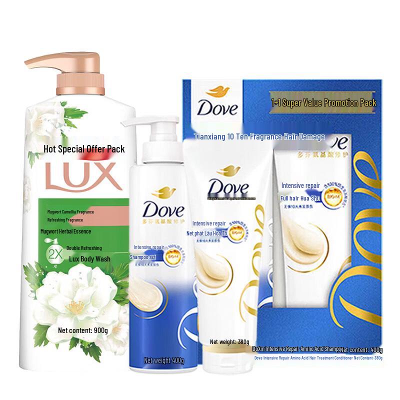 Dove Nourishing Hair Care & Lux Shower Gel Set