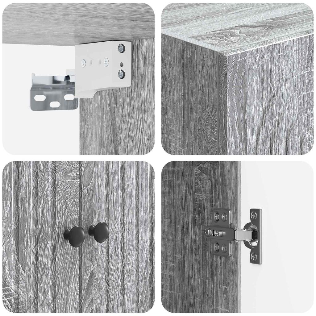 Wall Mounted Cabinet Grey Sonoma 59 x 31 x 60 cm Particleboard
