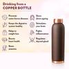 Colour Copper Bottle 1 Litre, Brown 100% Pure Copper, BPA Free & Leakproof with Anti-Oxidant Properties of Copper, for Home, School & Office