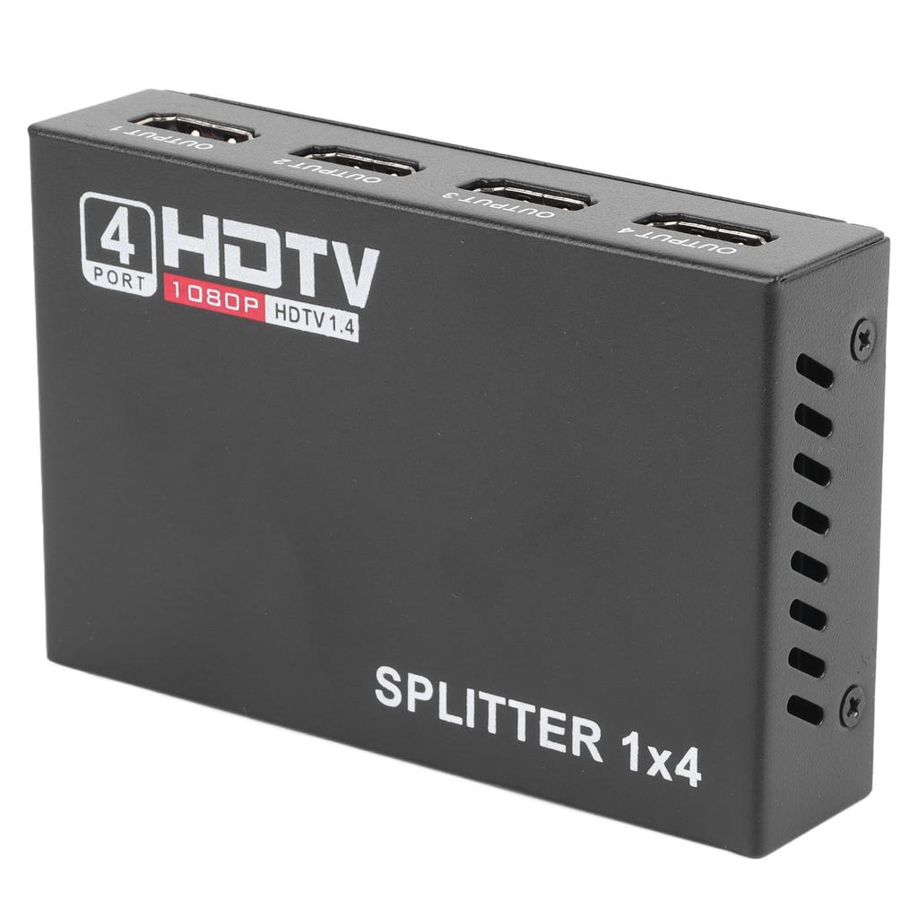 Video Splitter 1 Eingang 4 Ausgänge 1080P Unterstützt Plug and Play USB-Stromversorgung Legierungsgehäuse HD-Splitter für