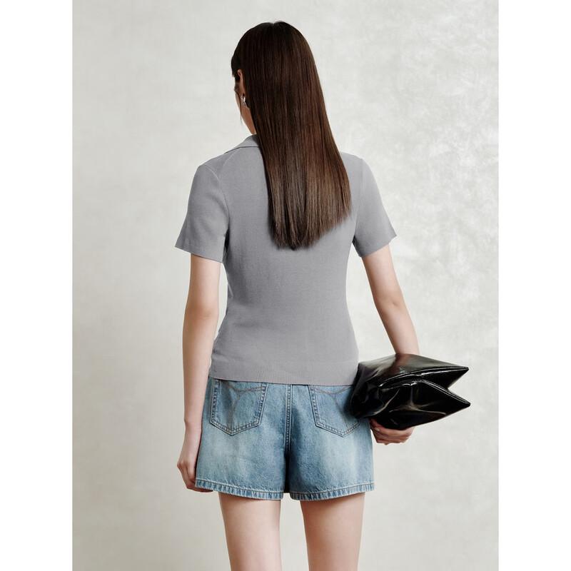 Peacebird Women's Mint Cool Polo Knit Short Sleeve Top