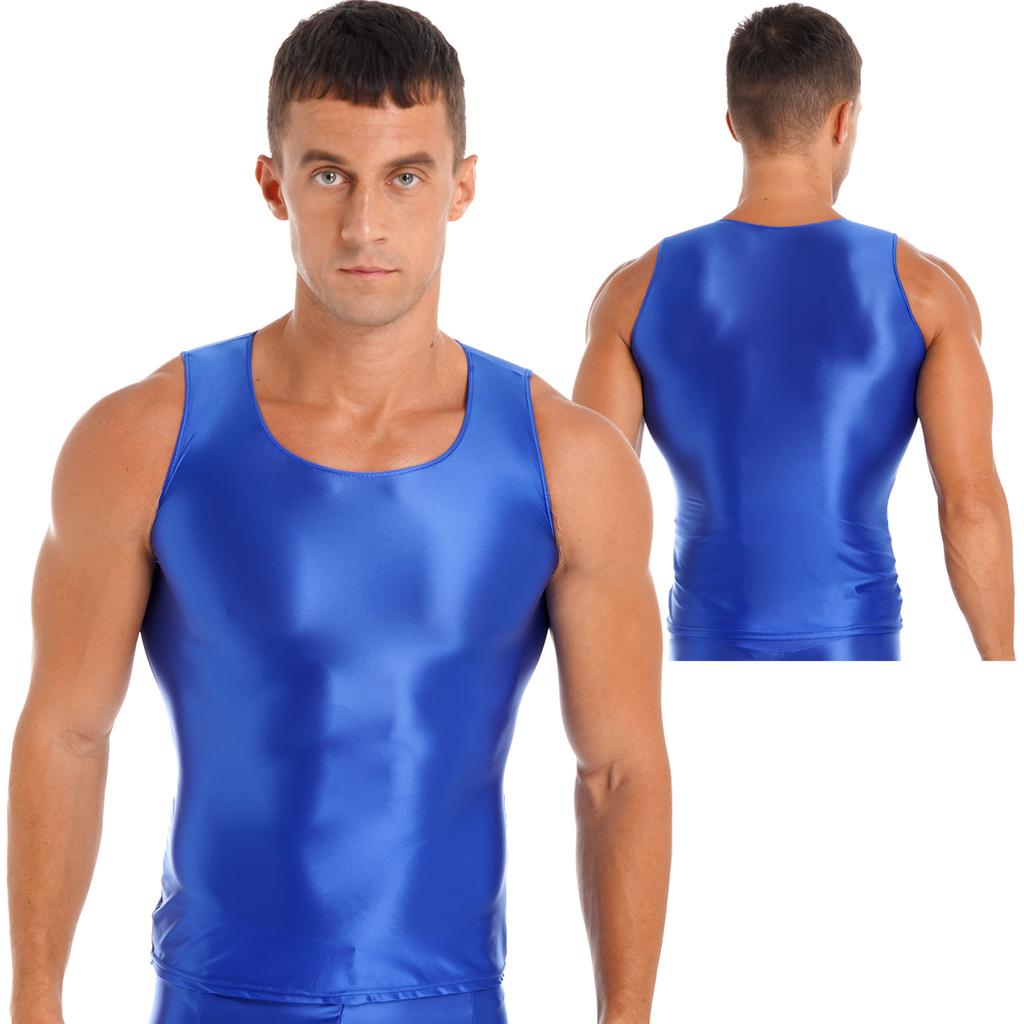 Camiseta sin mangas brillante para hombre, elástica, chaleco de yoga, traje de baño, transpirable, ropa deportiva casual