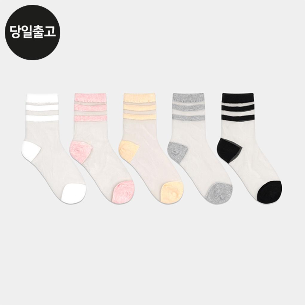 PG Women s/Student Double-Line See-Through Mid-Calf Socks (3 Pairs) Set Daily Student Mesh Socks