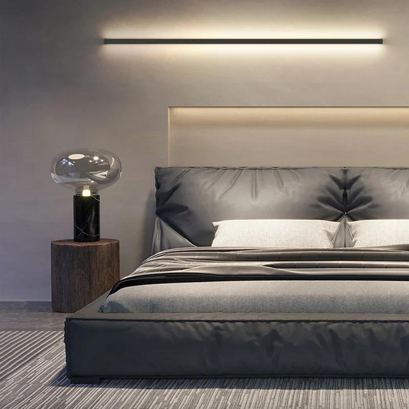 

Modern LED Minimalist Long Wall Lamp For Bedroom Wall Line Light Brackground Aisle Bedside Lamp Long Light Home Decor Fixtures Warm White