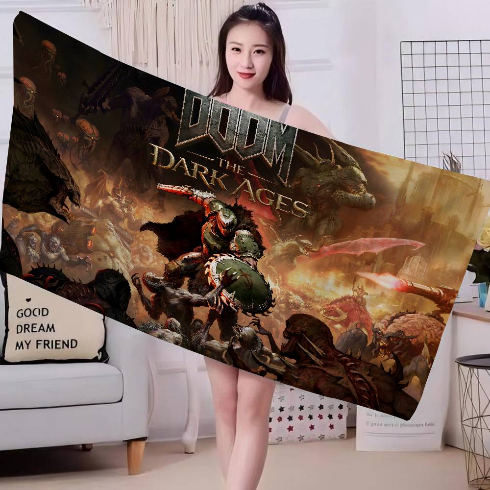 Shooting Game D-Doom Microfiber Blanket Quick Drying Beach Towels Oversized Printing Super Absorbent Pool Towel Blanket