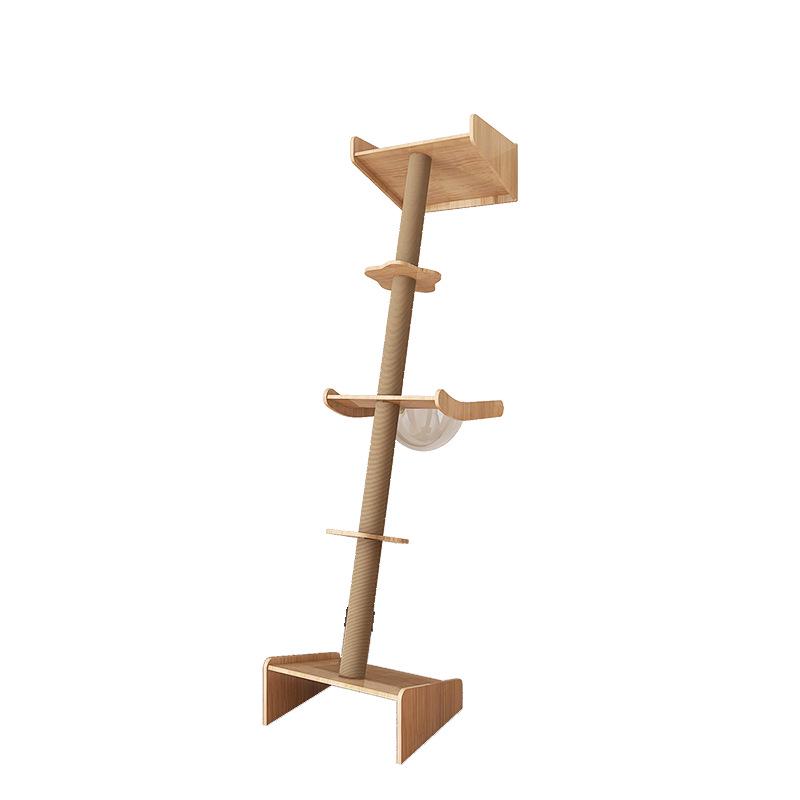 Wandmontierter Katzenbaum aus Massivholz: Kapselregal, Kratzbaum, Kletterplattform & Bett
