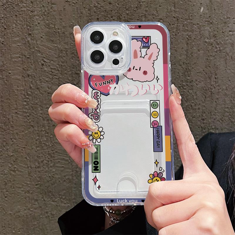 Card Slot Holder Silicone Wallet Pocket Case For iPhone 17 Air 16 14 Pro Max Xiaomi Redmi Note 13 12 14 Pro Honor X6A X6B X8A Cover Clear Phone Bumper