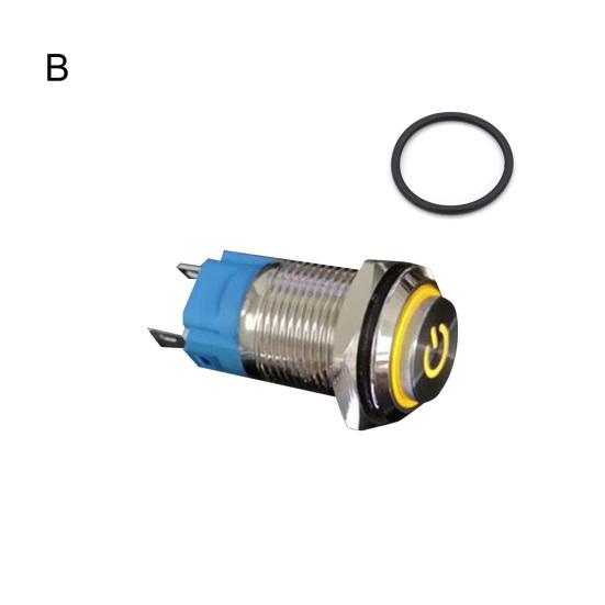 Waterproof 16mm Metal Self-Locking Switch Button with Bright LED Light Lamp