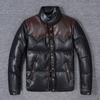 Thick Men Cowhide Leather Jacket Warm Genuine Cow Leather Duck Down Coat For -25~0 Degree Winter Clothing