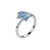 BF CLUB 925 Sterling Rings for Women Simple Geometric Handmade Irregular Retro Vintage Blue Whale Ring Allergy For Birthday Gift