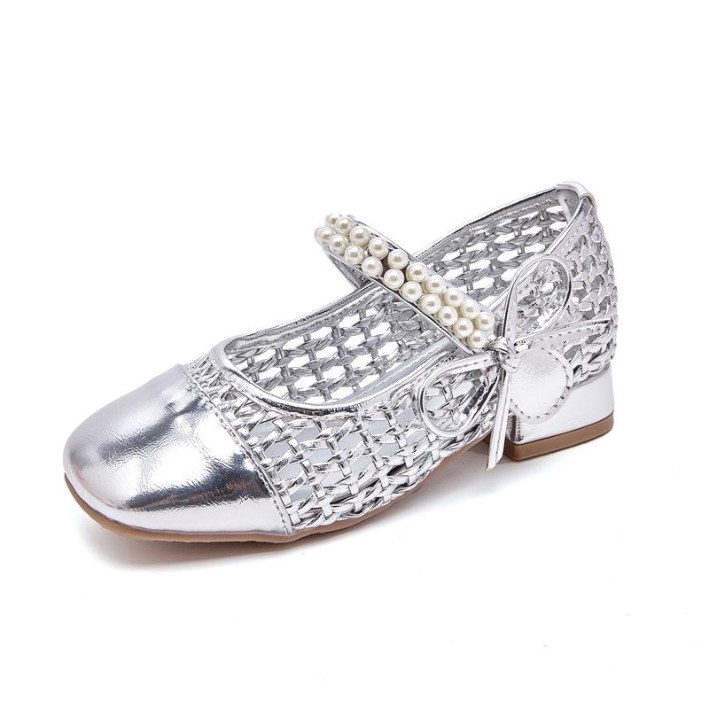 2026 New Little Girl Leather Shoes with Dress Soft Sole Children's Crystal Shoes Single Shoes