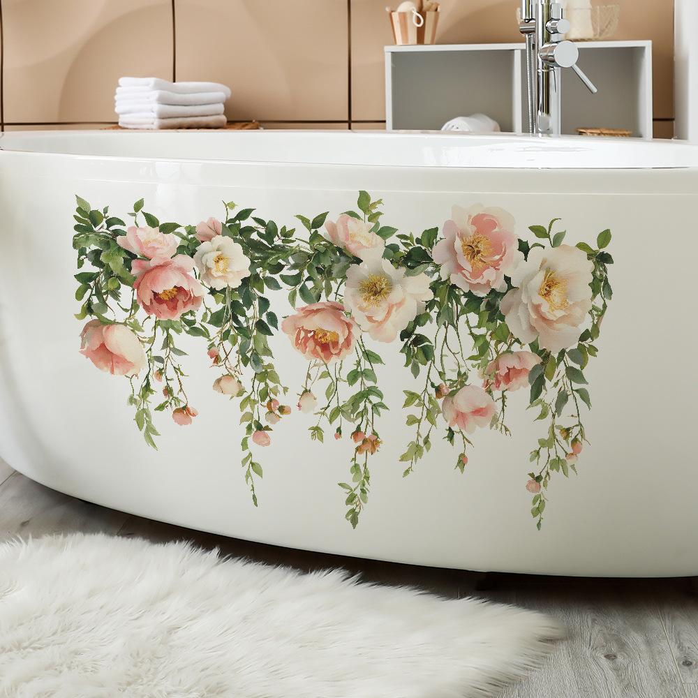 Painted Bright Roses Greenery Home Background Wall Beautification Wall Sticker