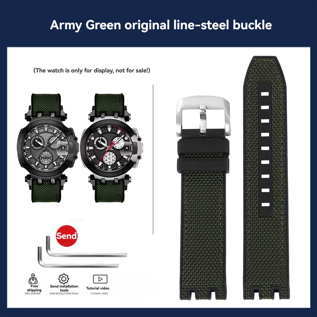 22mm High Quality Nylon Canvas Strap For Tissot MotoGP T-Sport Racing Series T115.417 T115.427A Rubber Bottom Watchband Bracelet
