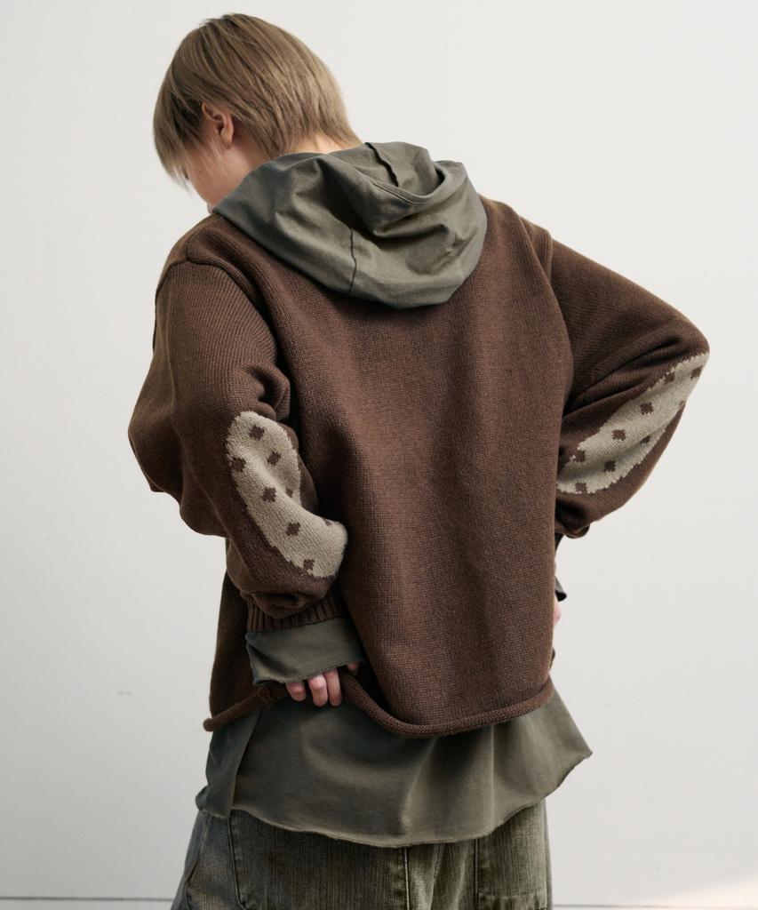Iseuteuseobiseusyab Elbow Dot Knit Cardigan - Brown