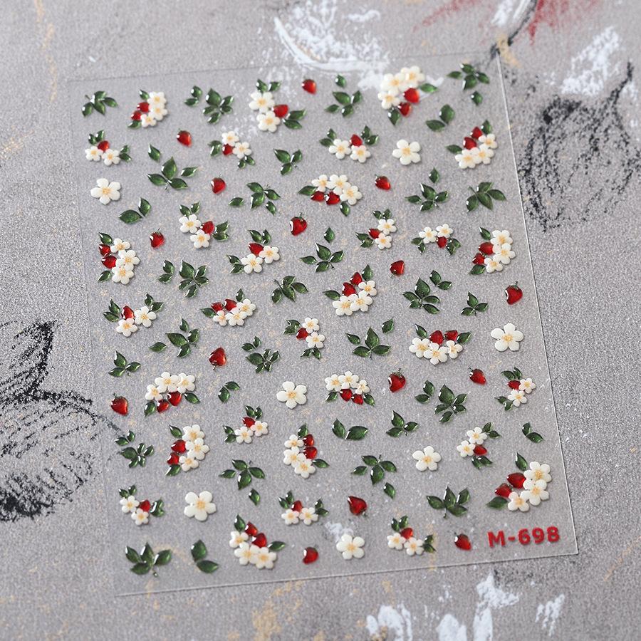 1 PCS 5D Glitter Light Pink Begonia Flower Nail Art Sticker Exquisite Design High Quality Decorative Decal Nail Sticker