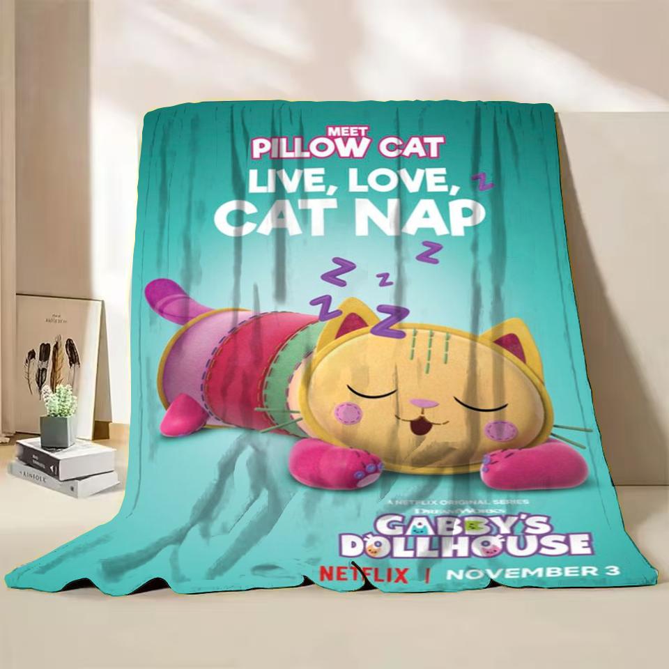 Gabbys Dollhouse Flannel Fluffy Fleece Blanket for Home Bedroom Bed Sofa Office Children Cover Adult Soft Blanket Kids Cute Gift