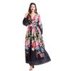 2025 Spring/Summer Floral V-Neck Lantern Sleeve Dress with Ruched Waist & Ruffle Hem