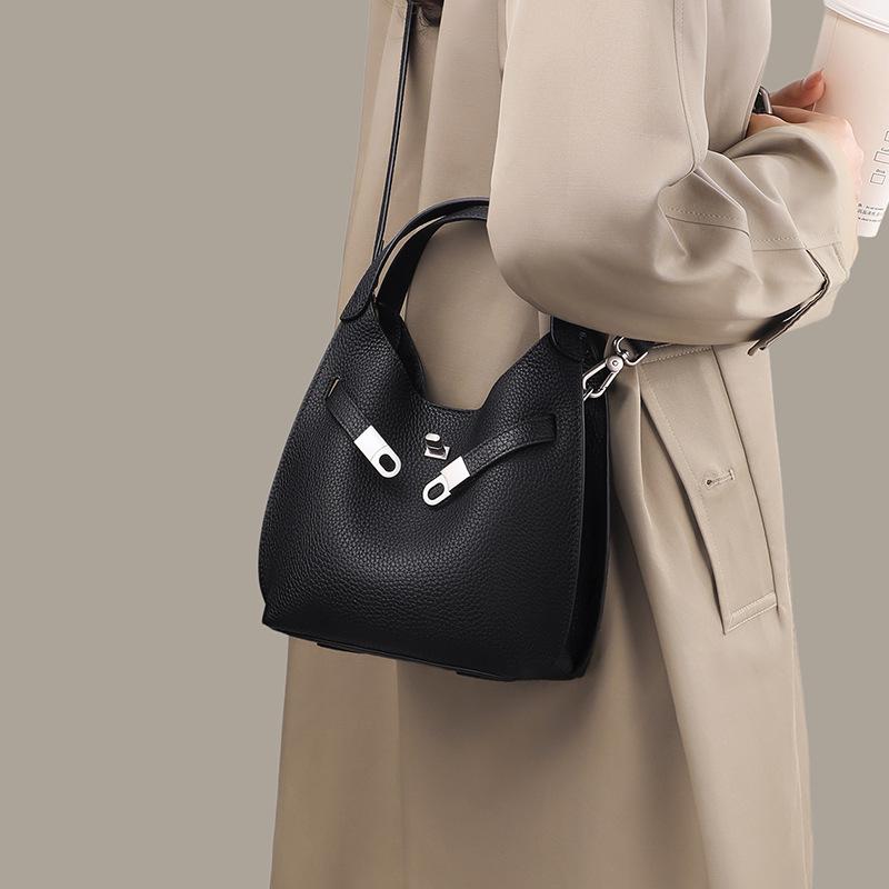 Bucket Bag Women's New Women's Bag Leather Portable Vegetable Basket Bag High-end Single Shoulder Messenger Bag