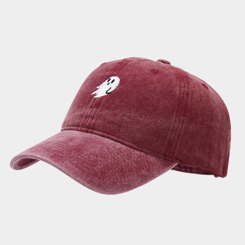 New ghost embroidery washed baseball cap men's and women's outdoor sunshade sunscreen cap fashionable personalized cap
