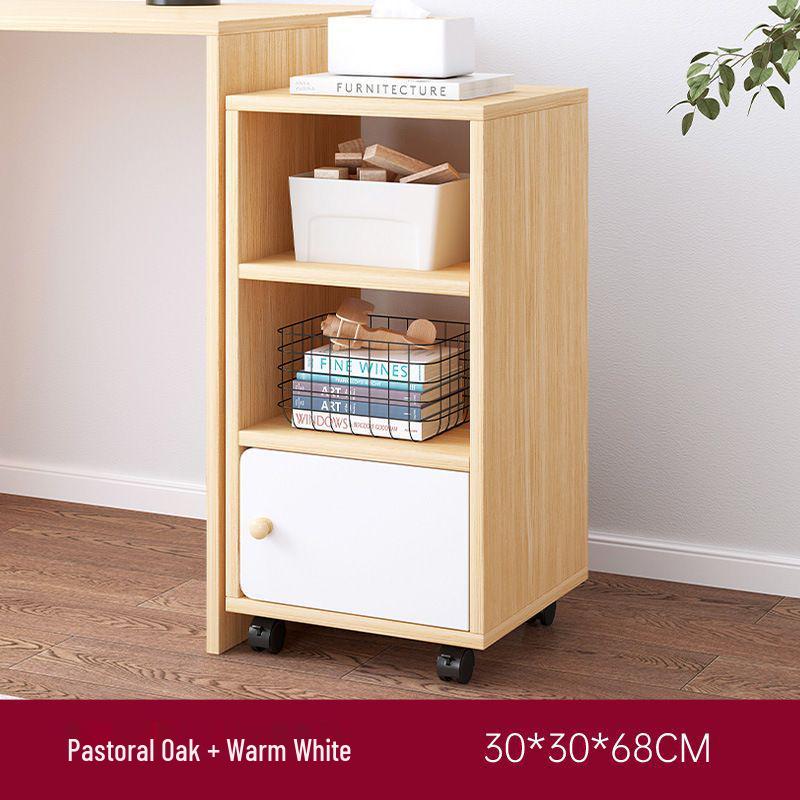 Wooden Office Filing Cabinet with Lock and Under-Desk Storage