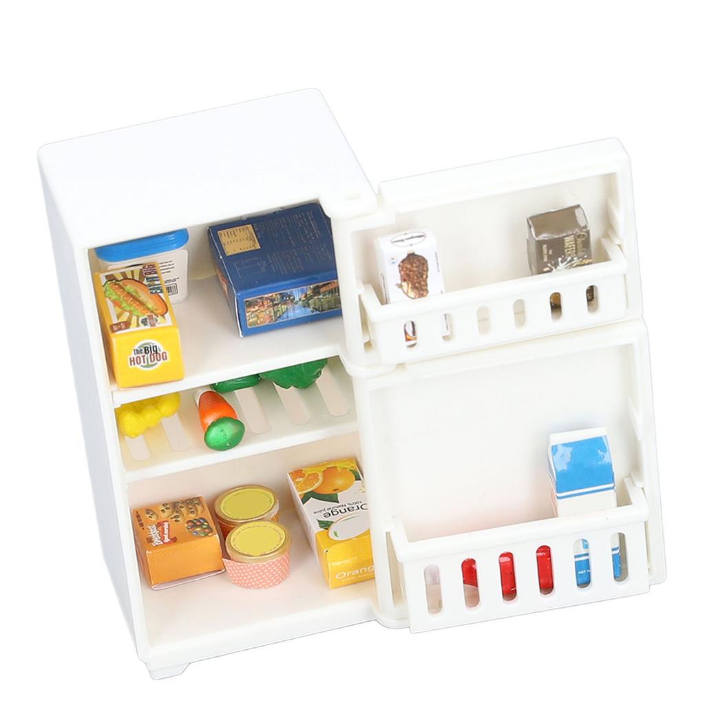 1 : 18 Dollhouse Miniature Refrigerator Cartoon Cute Dollhouse Fridge Model Decorative Miniature