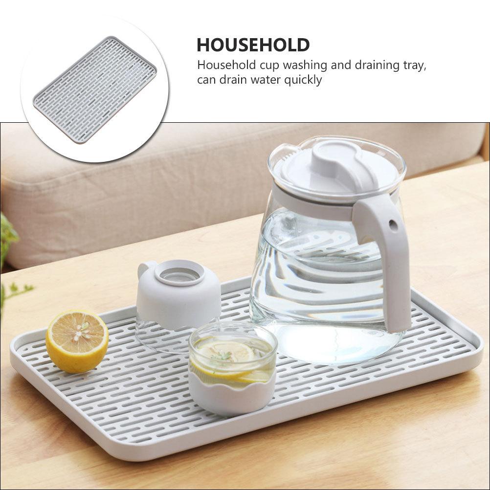 1pc Double Layer Drain Tray Large Size Pp Material Household Cup Washing Draining Rack Kitchen Storage Tray Drying Mat Tableware