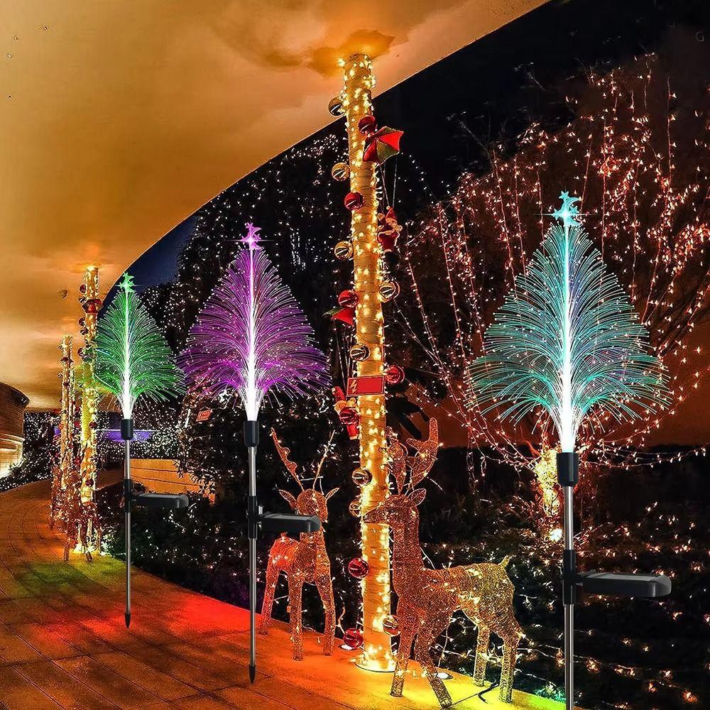 5-Layer Fiber Optic Reed Lamps Color Changing Solar Powered Lights  Christmas Tree