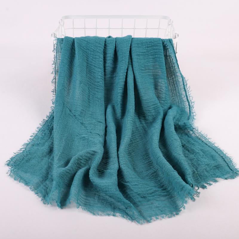 Ramadan Cotton Crinkle Headband Veil Scarves Women Solid Color  Head Wraps Long Scarves Turban Headband Muslim Fashion Headscarf