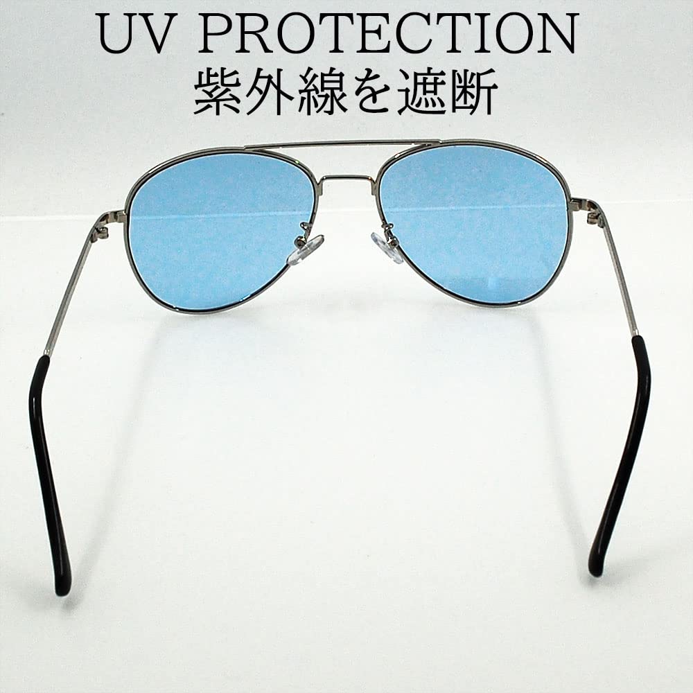 Teardrop Pilot Sunglasses with UV Protection and Light Blue Lenses, Unisex, H-905-14