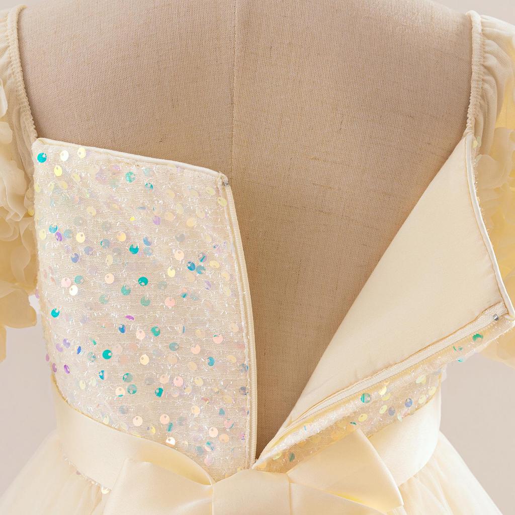 Europäisches & Amerikanisches Blumenmädchen Kurzarm Prinzessinnenkleid: Kinder Abend- & Hochzeitsoutfit