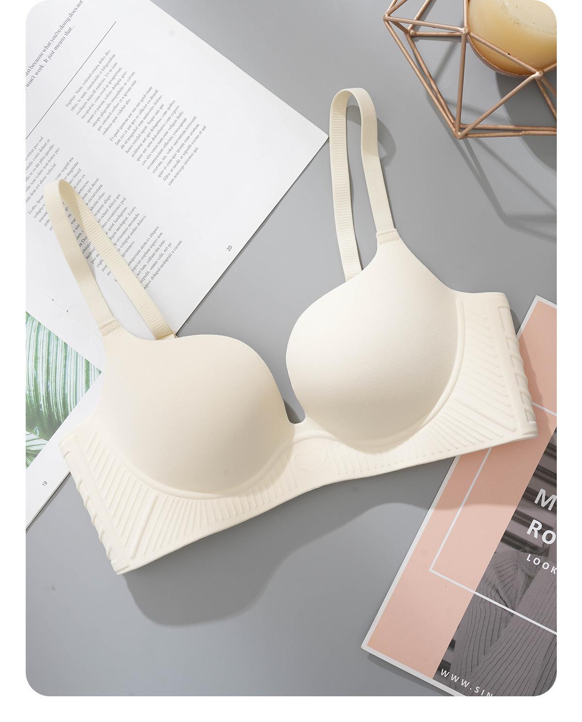

[Jelly seamless] Underwear simple anti-sagging small breasts gather underwear adjustment sexy bra S 32/70ab through cup шампанского