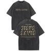 Double-Sided Washed God'S Salvation Printed  Men'S T-Shirt | High-Quality Printed, Retro Fashion, Crew Neck, Casual Style, Regular Fit,For All Seasons