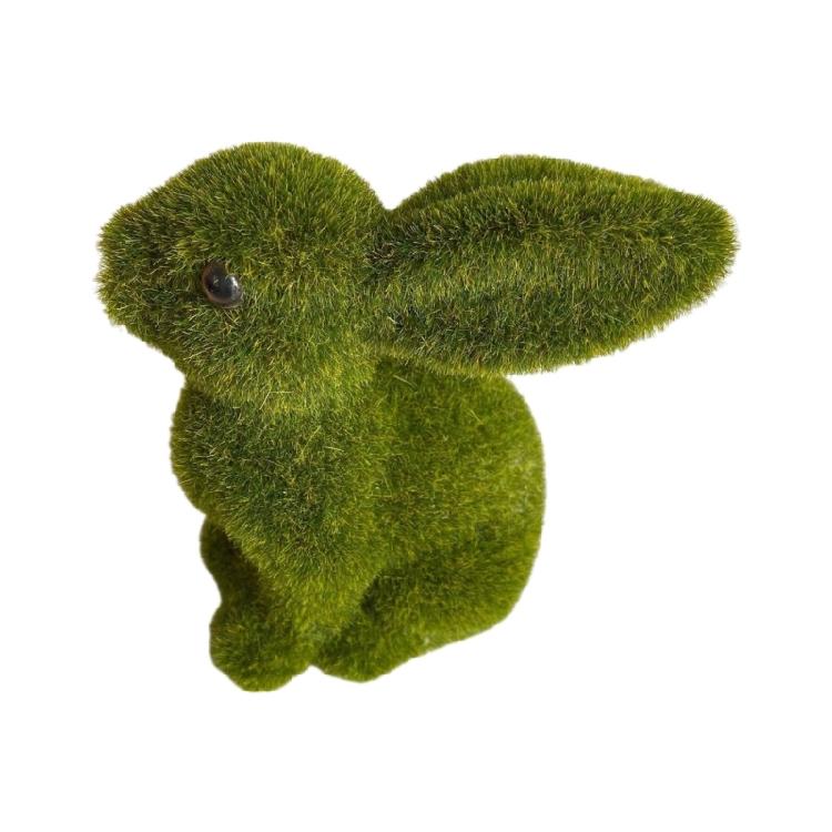 Easters Artificial Grass Rabbit Spring Decors Flocking Rabbit Figurine Sculpture