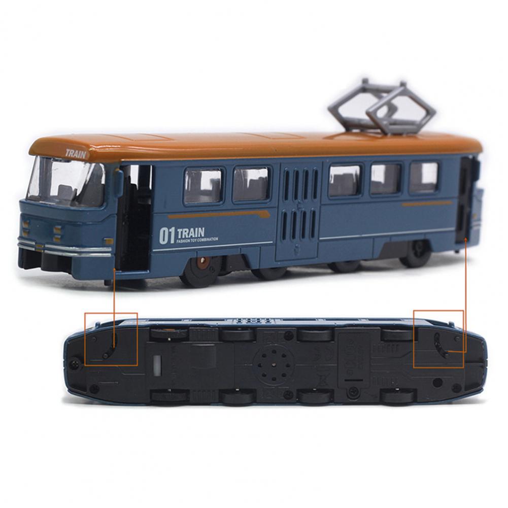 Metal Die-Cast Alloy Light Rail Pull Back Train Engine Toy Retro Model Tram,Fall-Resistant Desktop Decor Pull Back Door Openable 7 Inches Train Kids