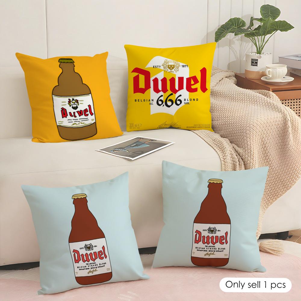 Protective D-Duvel Beer Cushion Cover Soft Short Plush Pillow Cover Smooth Cozy Texture Aesthetic Cushion Case Home Decor