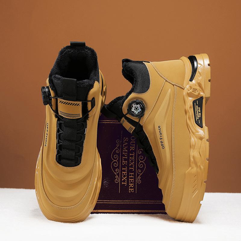 

High Top Men s Shoes Autumn Rotating Button British Martin Boots Sports Outdoor Mountaineering Rhubarb Boots 44 жёлтый